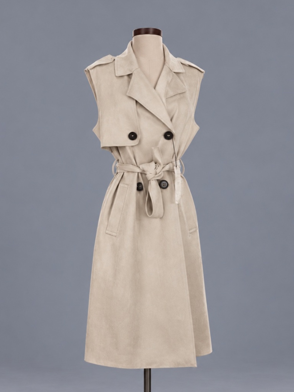 Zara Beige Faux Suede Sleeveless Trench Coat – Size XS NWT
